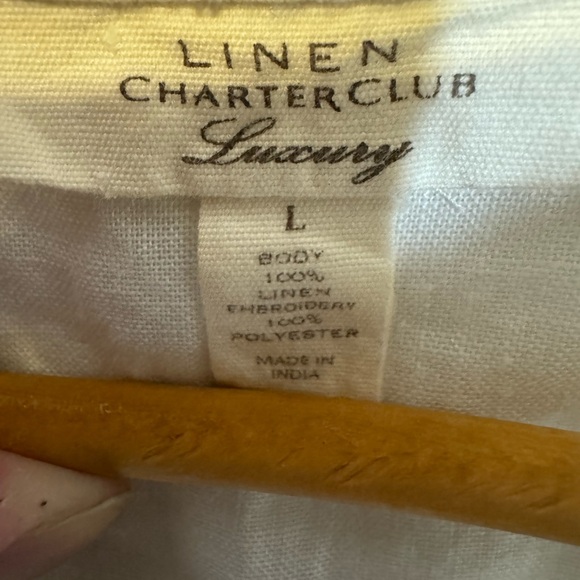 Charter Club Luxury 100% Linen embroidered shirt tunic lagenlook coastal top - Picture 3 of 4